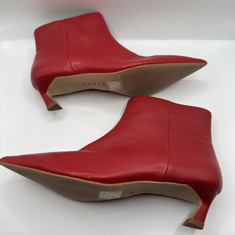Gianni Bini booties 7 red leather Georgina pointed toe kitten heels new $140 - Picture 8 of 9